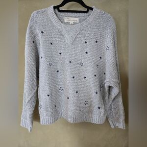 VINTAGE Vintage Havana | Gray Crew Neck Sweater With Stitched Stars, Size M